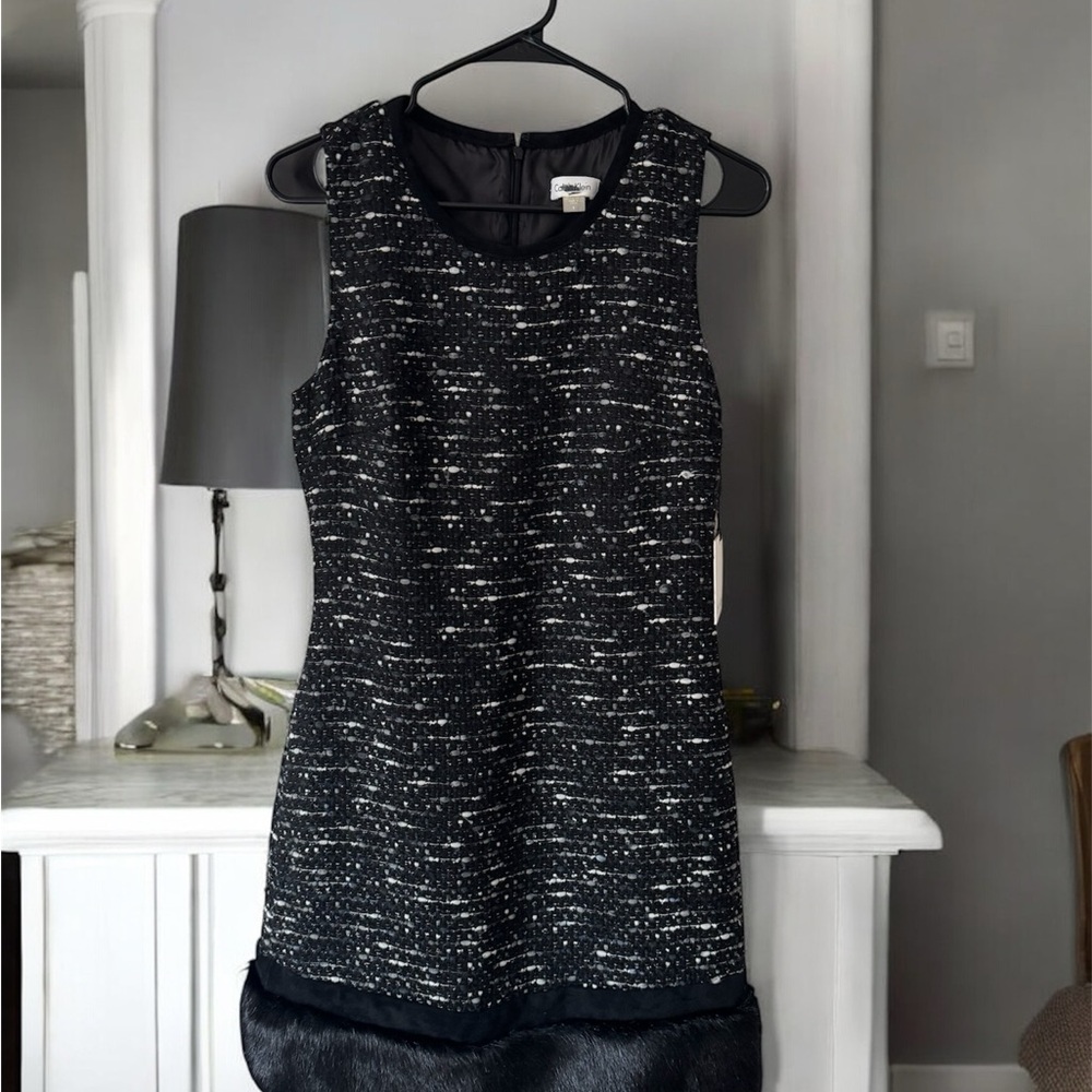 Vintage Calvin Klein Black and White Tweed Dress M
